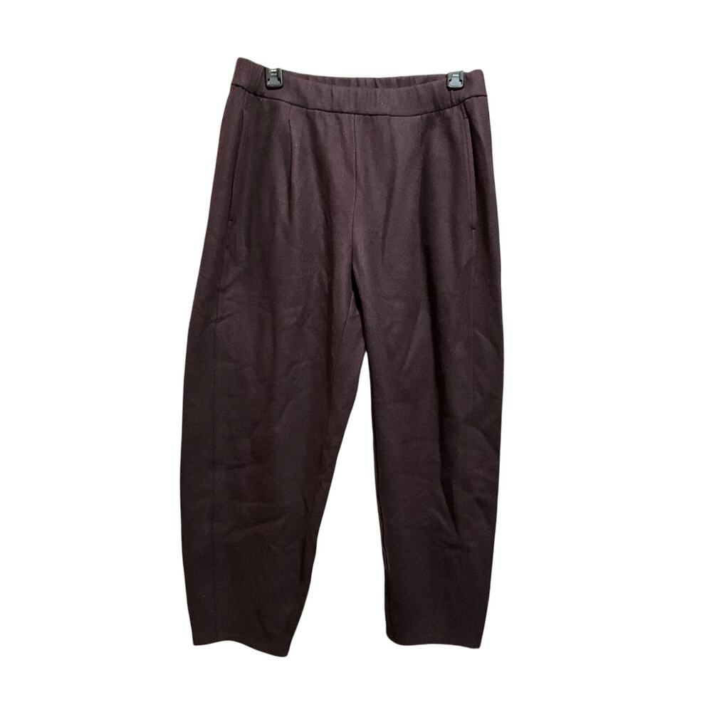 Eileen Fisher Barrel Leg Old Money Wool Crop Pants Plum NWOT Petite Medium PM - Picture 2 of 7